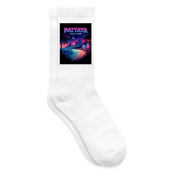 Pattaya Neon Moon Strandlandschaft - Tennissocken - Weiß - Rechts