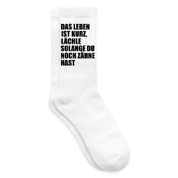Schwarzer Humor Sprüche Das Leben ist Kurz - Tennissocken - Weiß - Rechts