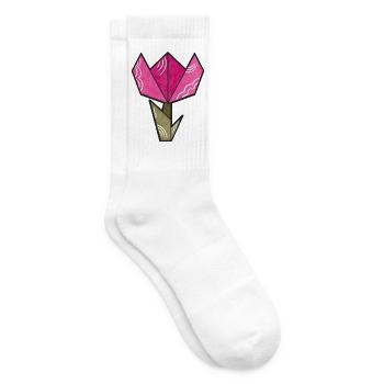 Origami Tulpe Pink Geometrisch - Tennissocken - Weiß - Rechts