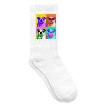 Hunde Bulldog Hund - Tennissocken - Weiß - Rechts