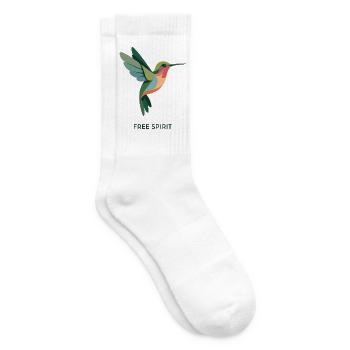 FREE SPIRIT – Bunter Kolibri Vogel Design - Tennissocken - Weiß - Rechts