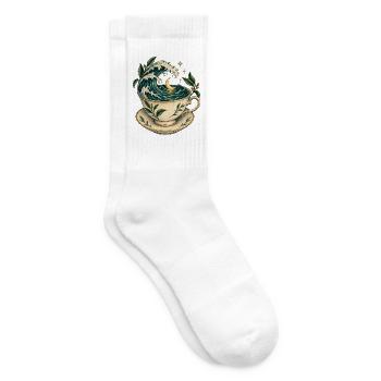 Mondwellen-Teetassen-Kunst - Tennissocken - Weiß - Rechts