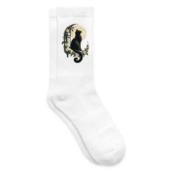 Mondbeschienener Katzen-Blumenbogen - Tennissocken - Weiß - Rechts