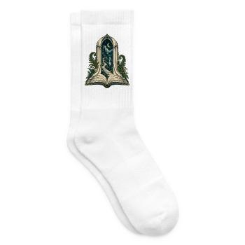Mondbeschienene Treppe durch offenes Buch - Tennissocken - Weiß - Rechts
