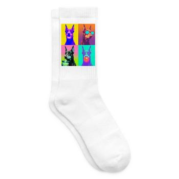 Hunde Dobermann Hund - Tennissocken - Weiß - Rechts