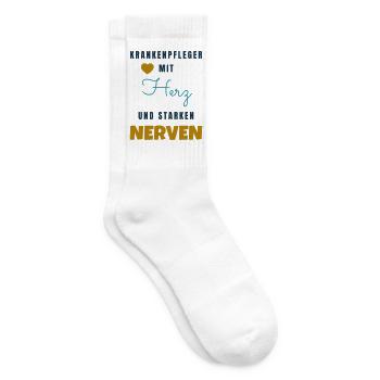 Krankenpfleger mit Herz und starken Nerven - Tennissocken - Weiß - Rechts
