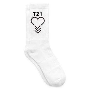 Down-Syndrom-Bewusstsein T21-Herz - Tennissocken - Weiß - Rechts