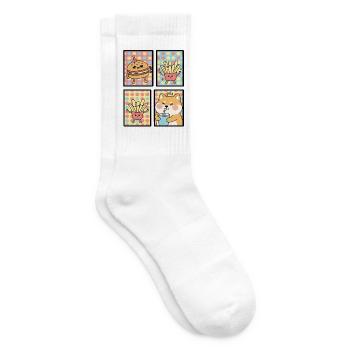 Cute Kawaii Animals and Fast Food Design Set - Tennissocken - Weiß - Rechts