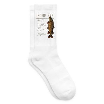 Komm her Fischi Angler Rute Karpfen Wasser - Tennissocken - Weiß - Rechts