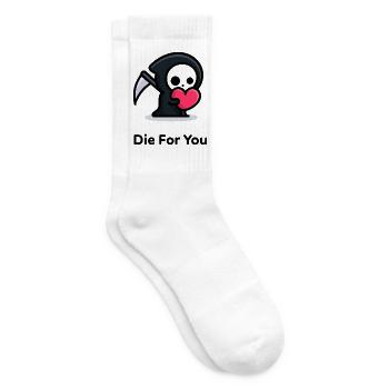 Süßer Sensenmann mit Herzmotiv - Tennissocken - Weiß - Rechts