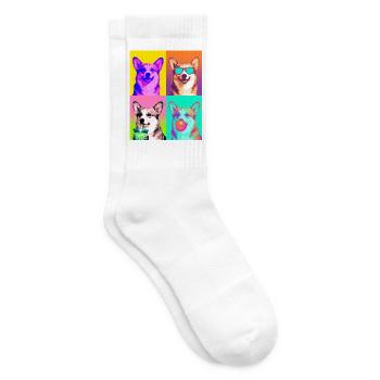 Hunde Corgi Hund - Tennissocken - Weiß - Rechts