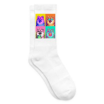 Hunde Zwergspitz Hund - Tennissocken - Weiß - Rechts