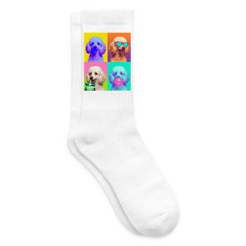 Hunde Pudel Hund - Tennissocken - Weiß - Rechts