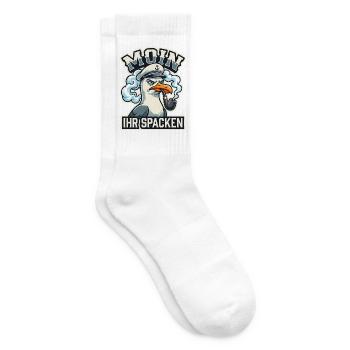 Moin Ihr Spacken - Lustige Möwe Kapitän - Tennissocken - Weiß - Rechts