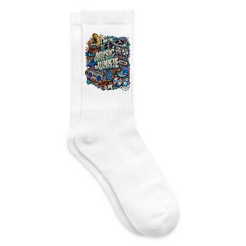 Music Junkie – Retro Musik Collage - Tennissocken - Weiß - Rechts