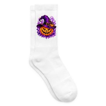 Halloween-Zauberhut Kürbis - Tennissocken - Weiß - Rechts