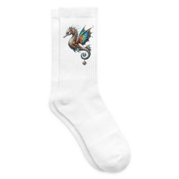 Steampunk-Seepferdchen-Buntglasfenster - Tennissocken - Weiß - Rechts