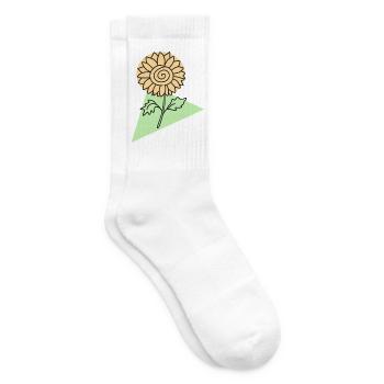 Sonnenblumenblüte in mintgrüner geometrischer Form - Tennissocken - Weiß - Rechts