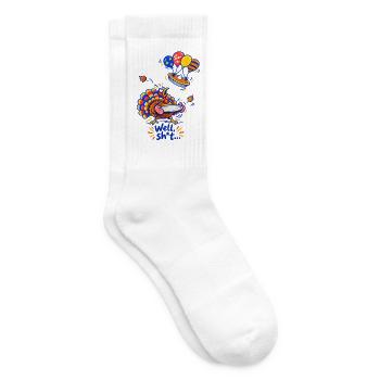 Thanksgiving Truthahn Kürbiskuchen Lustiger Spruch - Tennissocken - Weiß - Rechts