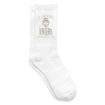 Everything Is Fine Skelett Lustig Halloween - Tennissocken - Weiß - Rechts