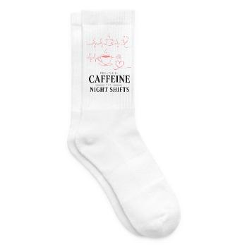 Kaffeeherz Nachtdienst Design - Tennissocken - Weiß - Rechts