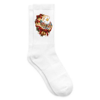Weihnachtsmonddorf und Sterne - Tennissocken - Weiß - Rechts