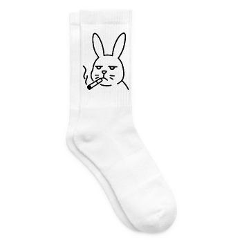 Hase mit Zigarette – Schwarz - Tennissocken - Weiß - Rechts