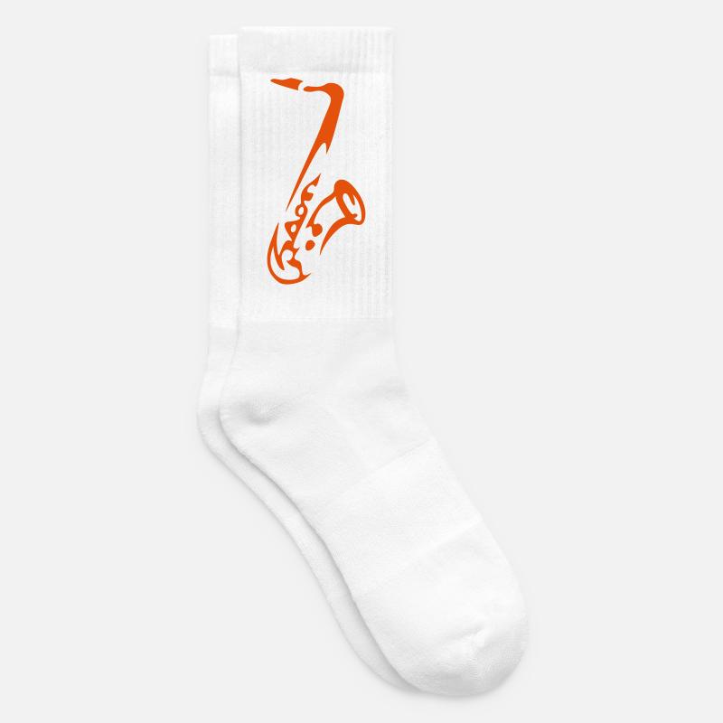 Saxy - Expressive Saxophon Silhouette Design - Tennissocken - Weiß