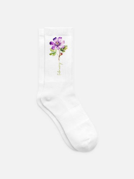 Detaillierte Illustration der Februarblume - Tennissocken - Weiß