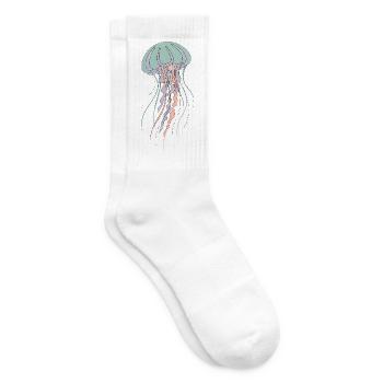 Pastel jellyfish illustration - Tennis socks - white - Right