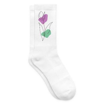 Lineart Tulip with Pastel Shapes - Tennis socks - white - Right