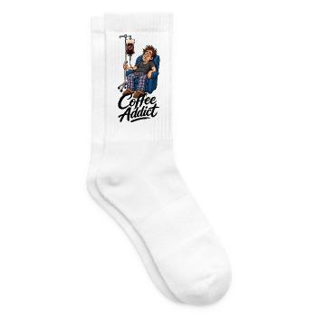 Coffee Addict Kaffeesüchtig - Tennissocken - Weiß - Rechts