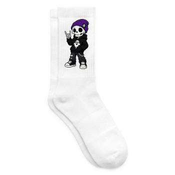 Cooles Skelett Skull Gothic Streetwear - Tennissocken - Weiß - Rechts