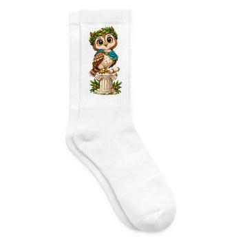 Weise Eule im Lorbeerkranz - Tennissocken - Weiß - Rechts