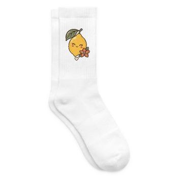 Tee und Zitrone – Zitrone - Tennissocken - Weiß - Rechts