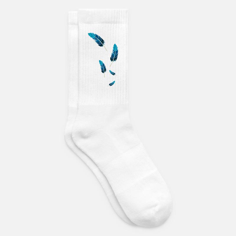 Blaue Federn - Tennissocken - Weiß