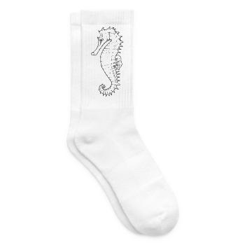 Seahorse Line Drawing - Tennis socks - white - Right