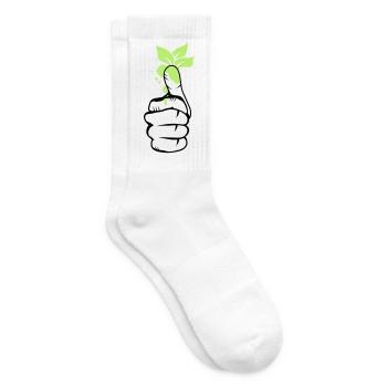 Une main avec des feuilles vertes sur le pouce - Chaussettes de tennis - blanc - Droite
