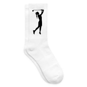 Golferin Silhouette, Golf Abschlag Damen Golf  - Tennissocken - Weiß - Rechts