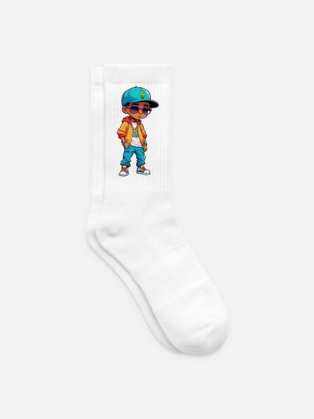 Lebendiges Streetwear-Cartoon-Design für Jungen - Tennissocken - Weiß