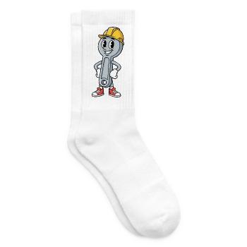 Techniker Cartoon Schraubenschlüssel Humor Mechaniker - Tennissocken - Weiß - Rechts
