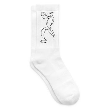 Cricket Bowler Zeichnung - Tennissocken - Weiß - Rechts