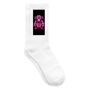 Rosa Graffiti-Affe mit Brille - Tennissocken - Weiß - Rechts