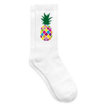 Ananas bunt Sommer Party exotisch Urlaub Fun Farbe - Tennissocken - Weiß - Rechts