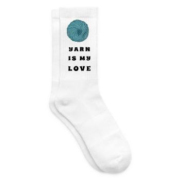 Yarn Is My Love – Turquoise – Crochet & Knitting - Tennissocken - Weiß - Rechts