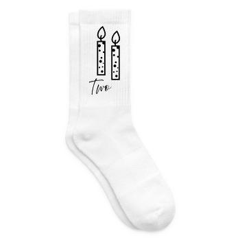 Zwei Kerzen mit Punkten - Tennissocken - Weiß - Rechts