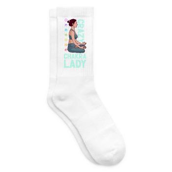 Verrückte Chakra-Lady - Tennissocken - Weiß - Rechts