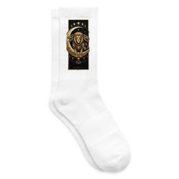 Löwe auf einem Mondsichel - Tennissocken - Weiß - Rechts