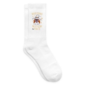 Resting Witch Face – Funny Cartoon Witch Shirt - Tennis socks - white - Right