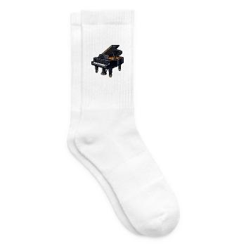 Dunkles Klavier mit Goldakzenten - Tennissocken - Weiß - Rechts